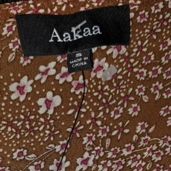 Aakaa Mini Orange Brown Pink Floral Print Dress Women's Small Lined NWT B20#9 - Picture 5 of 11